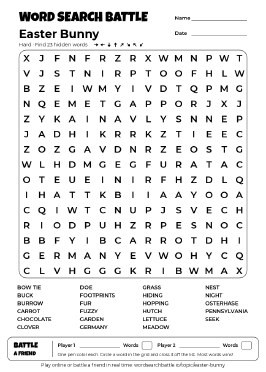 Printable Easter Bunny Word Search
