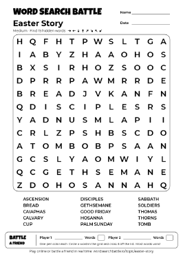 Printable Easter Story Word Search Preview