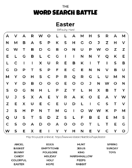 Printable Hard Easter Word Search