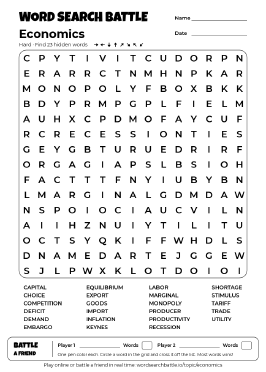 Printable Economics Word Search Preview