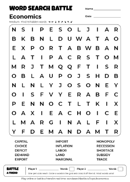 Printable Economics Word Search