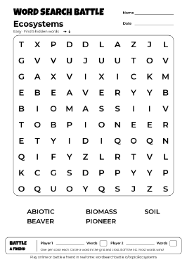 Printable Ecosystems Word Search