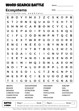 Printable Ecosystems Word Search