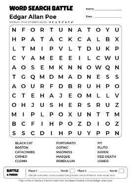 Printable Edgar Allan Poe Word Search