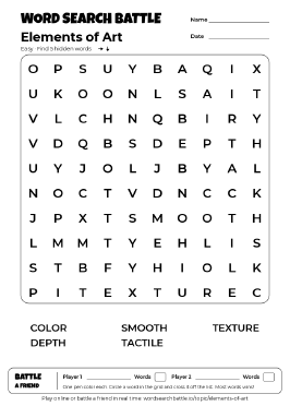Printable Elements of Art Word Search