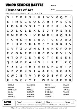 Printable Elements of Art Word Search