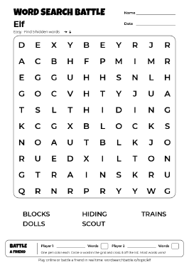 Printable Elf Word Search