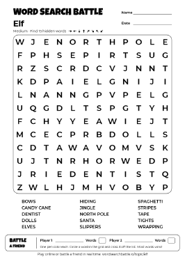 Printable Elf Word Search