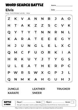Printable Elvis Word Search