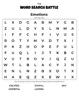 Printable Emotions Word Search