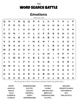 Printable Emotions Word Search