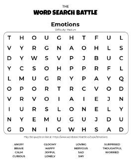 Printable Emotions Word Search