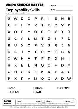 Printable Employability Skills Word Search