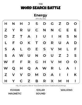Printable Energy Word Search