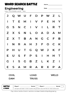 Printable Engineering Word Search