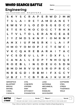 Printable Engineering Word Search