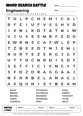 Printable Engineering Word Search