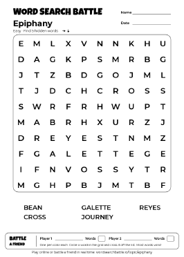 Printable Epiphany Word Search