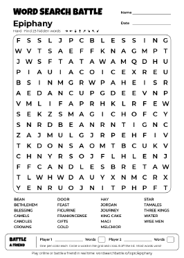 Printable Epiphany Word Search