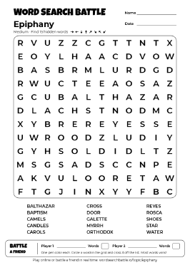 Printable Epiphany Word Search