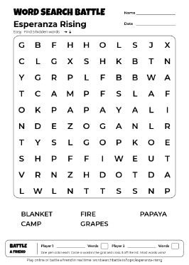 Printable Esperanza Rising Word Search