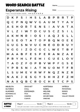Printable Esperanza Rising Word Search