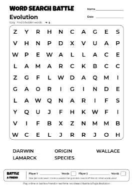 Printable Evolution Word Search