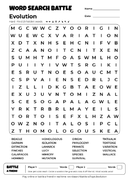 Printable Evolution Word Search Preview