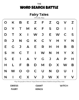 Printable Easy Fairy Tales Word Search