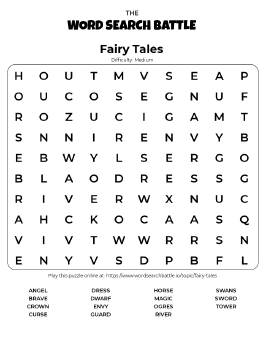 Printable Fairy Tales Word Search