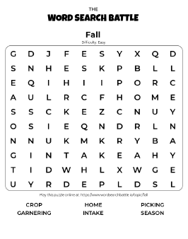 Printable Fall Word Search