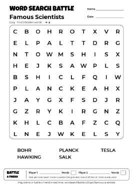 Printable Famous Scientists Word Search