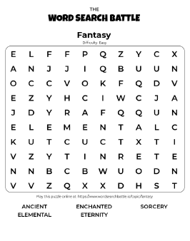 Printable Easy Fantasy Word Search
