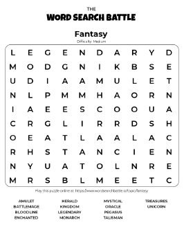 Printable Fantasy Word Search