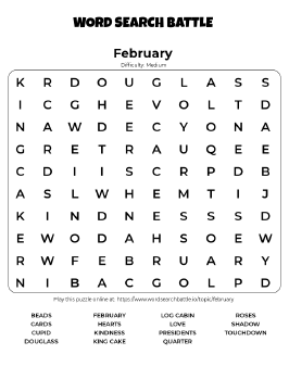 Printable February Word Search
