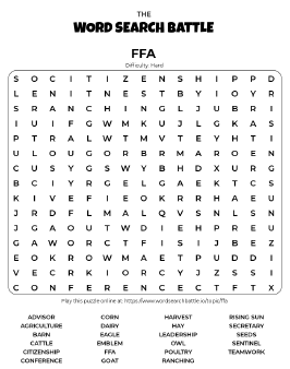 Printable Hard FFA Word Search