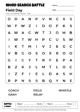 Printable Field Day Word Search