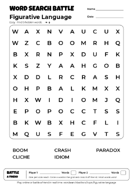 Printable Figurative Language Word Search