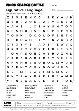 Printable Figurative Language Word Search