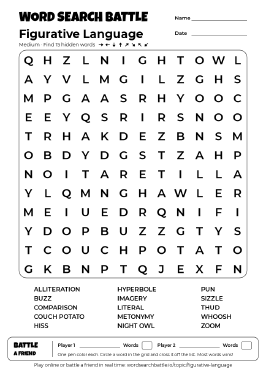 Printable Figurative Language Word Search