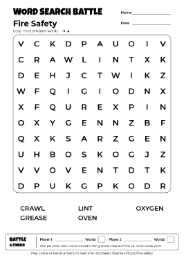 Printable Easy Fire Safety Word Search