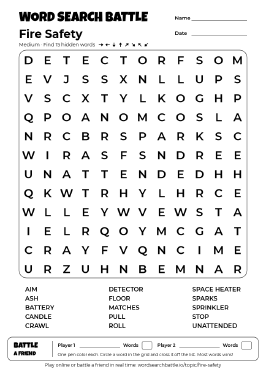 Printable Medium Fire Safety Word Search