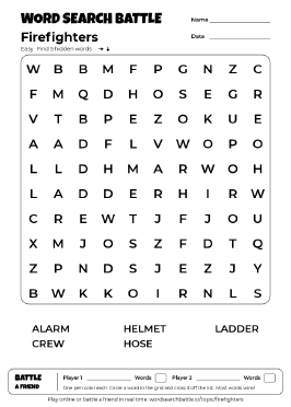 Printable Firefighters Word Search