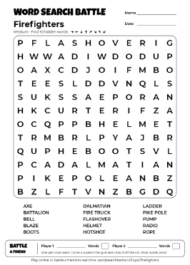 Printable Firefighters Word Search
