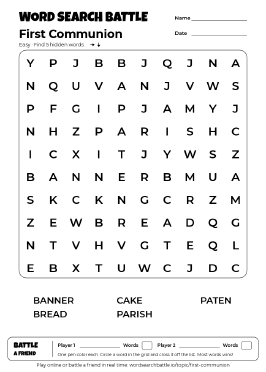 Printable First Communion Word Search
