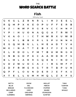 Printable Fish Word Search