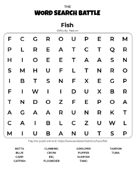 Printable Fish Word Search Printable Fish Word Search