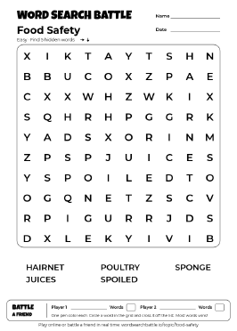Printable Food Safety Word Search