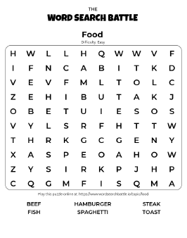 Printable Food Word Search