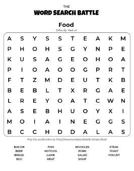 Printable Food Word Search